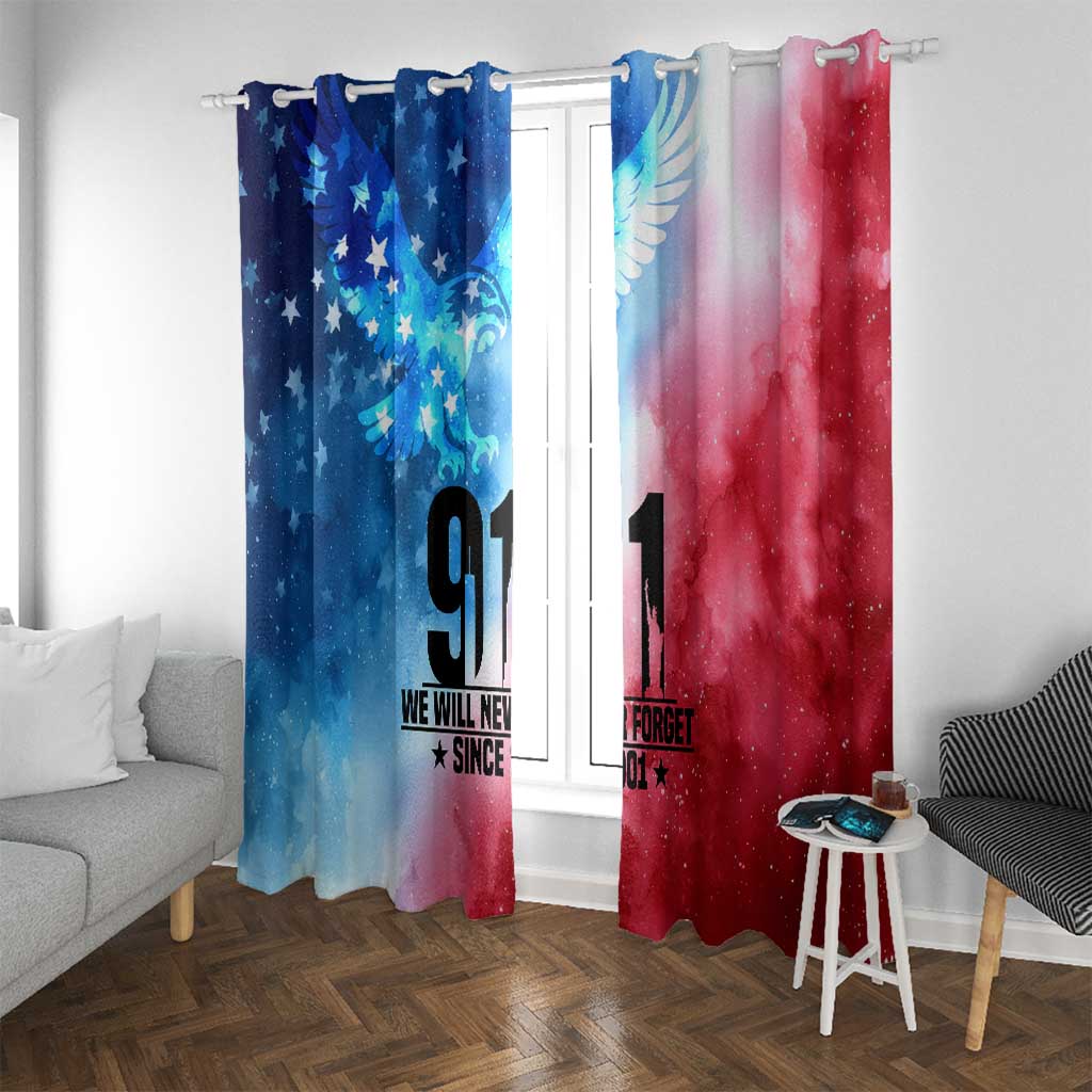 Patriotic 911 Memorial Patriot Day Window Curtain American Flag and Bald Eagle - Wonder Print Shop
