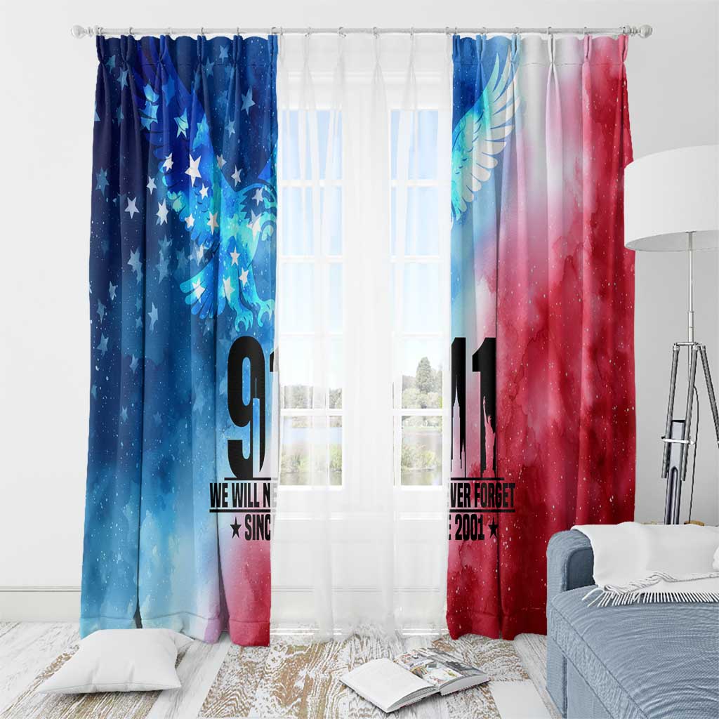 Patriotic 911 Memorial Patriot Day Window Curtain American Flag and Bald Eagle - Wonder Print Shop