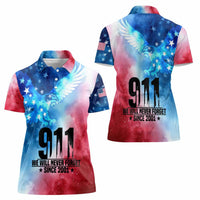 Patriotic 911 Memorial Patriot Day Women Polo Shirt American Flag and Bald Eagle - Wonder Print Shop
