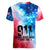 Patriotic 911 Memorial Patriot Day Women V-Neck T-Shirt American Flag and Bald Eagle - Wonder Print Shop