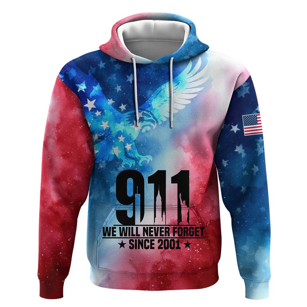 Patriotic 911 Memorial Patriot Day Zip Hoodie American Flag and Bald Eagle - Wonder Print Shop