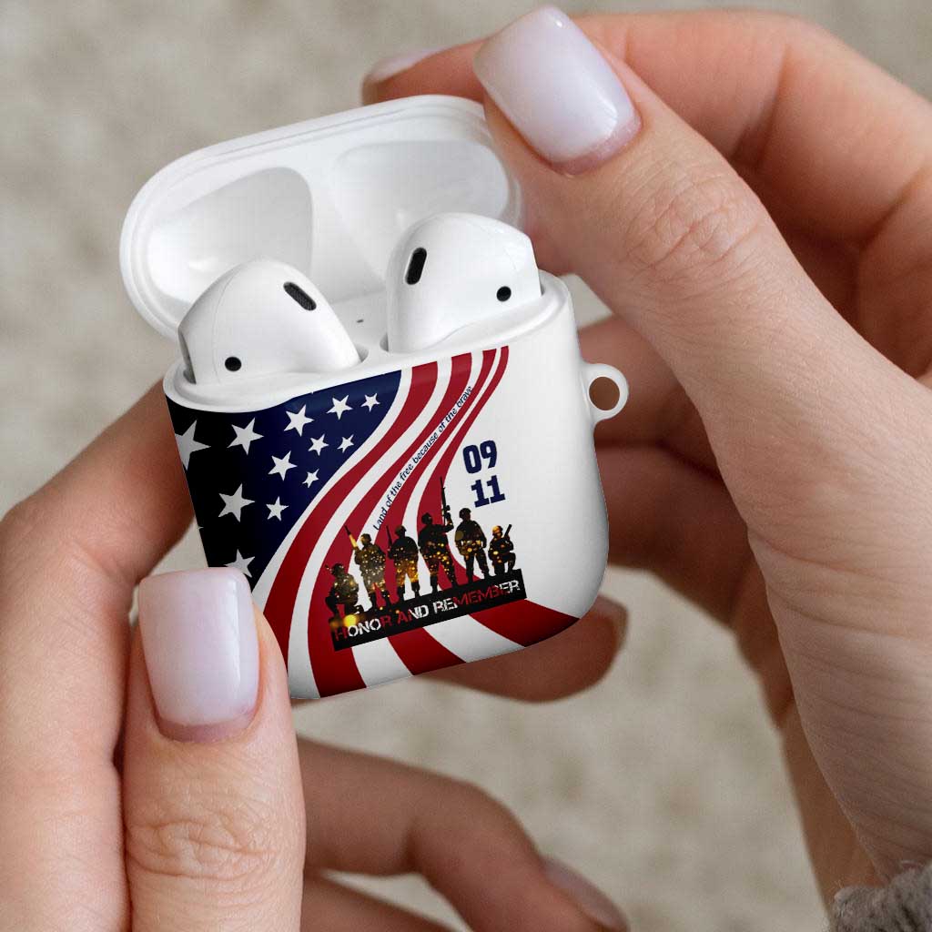 911 Memorial AirPods Case Patriot Day American Flag and Soldier Silhouette Honor and Remember - Wonder Print Shop