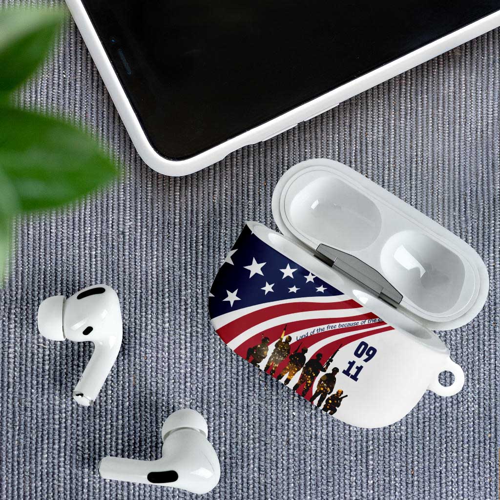 911 Memorial AirPods Case Patriot Day American Flag and Soldier Silhouette Honor and Remember - Wonder Print Shop