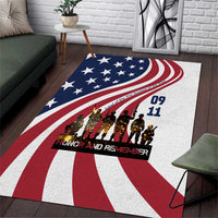 911 Memorial Area Rug Patriot Day American Flag and Soldier Silhouette Honor and Remember - Wonder Print Shop