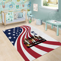 911 Memorial Area Rug Patriot Day American Flag and Soldier Silhouette Honor and Remember - Wonder Print Shop