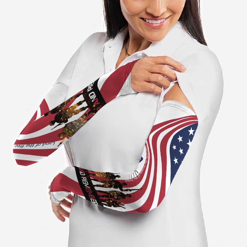 911 Memorial Arm Sleeves Patriot Day American Flag and Soldier Silhouette Honor and Remember - Wonder Print Shop