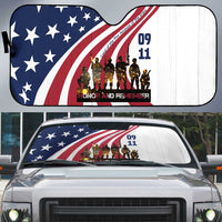 911 Memorial Auto Sun Shade Patriot Day American Flag and Soldier Silhouette Honor and Remember - Wonder Print Shop