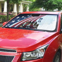 911 Memorial Auto Sun Shade Patriot Day American Flag and Soldier Silhouette Honor and Remember - Wonder Print Shop