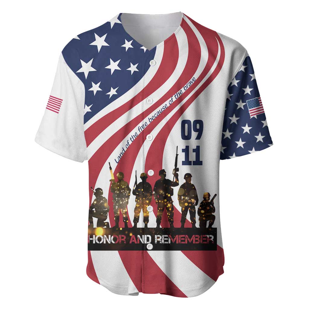 911 Memorial Baseball Jersey Patriot Day American Flag and Soldier Silhouette Honor and Remember - Wonder Print Shop