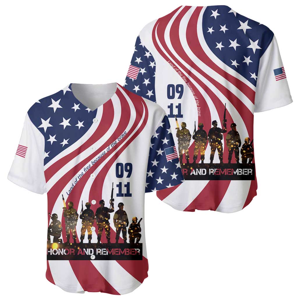 911 Memorial Baseball Jersey Patriot Day American Flag and Soldier Silhouette Honor and Remember - Wonder Print Shop