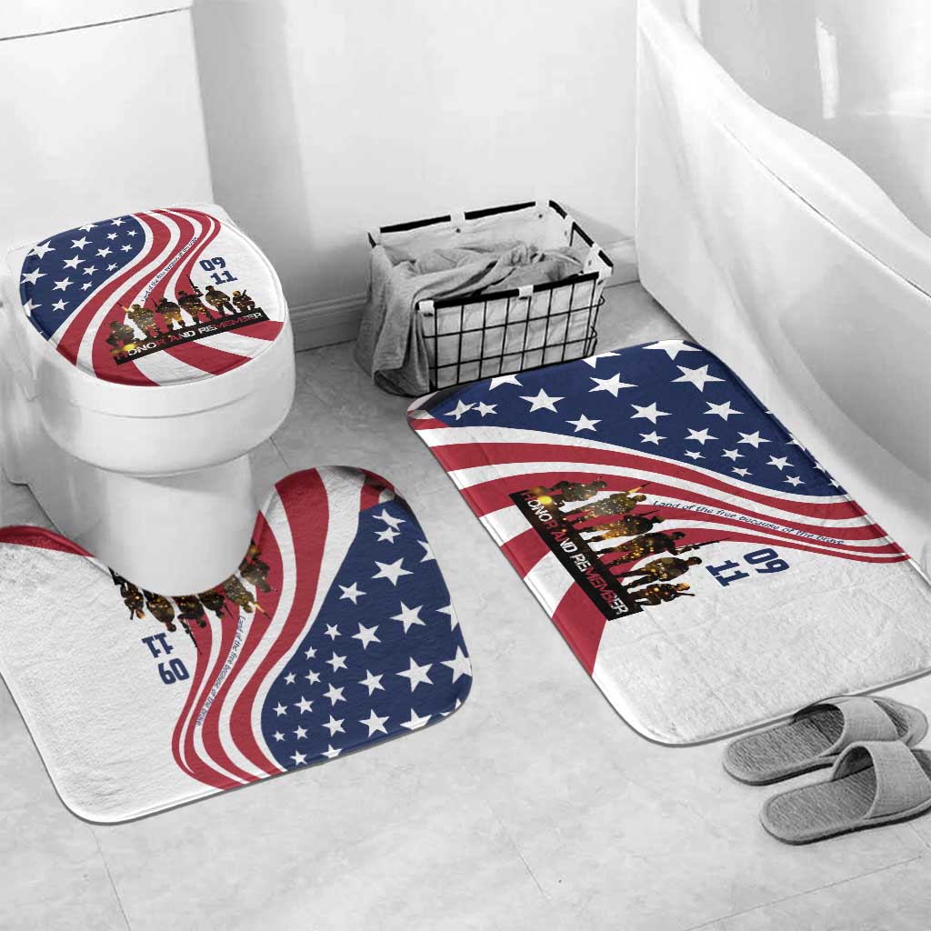 911 Memorial Bathroom Set Patriot Day American Flag and Soldier Silhouette Honor and Remember - Wonder Print Shop