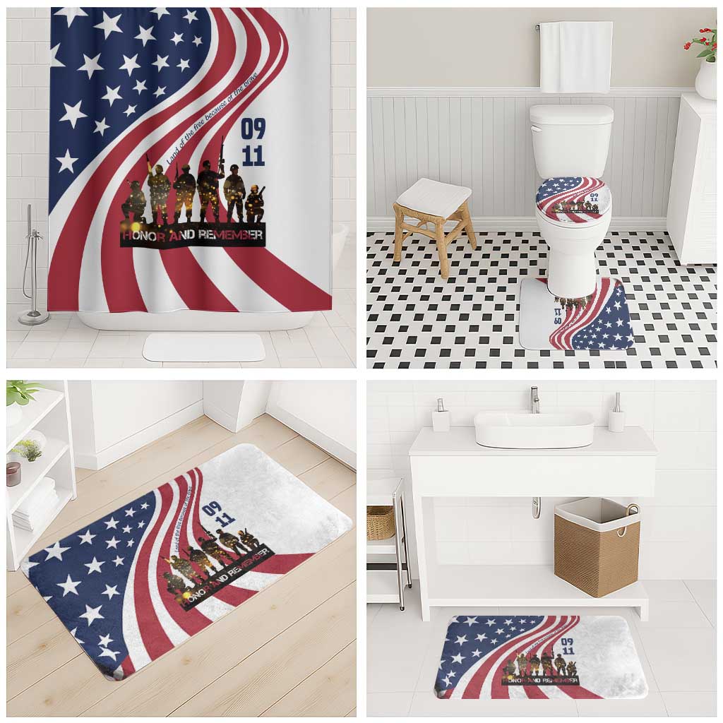 911 Memorial Bathroom Set Patriot Day American Flag and Soldier Silhouette Honor and Remember - Wonder Print Shop