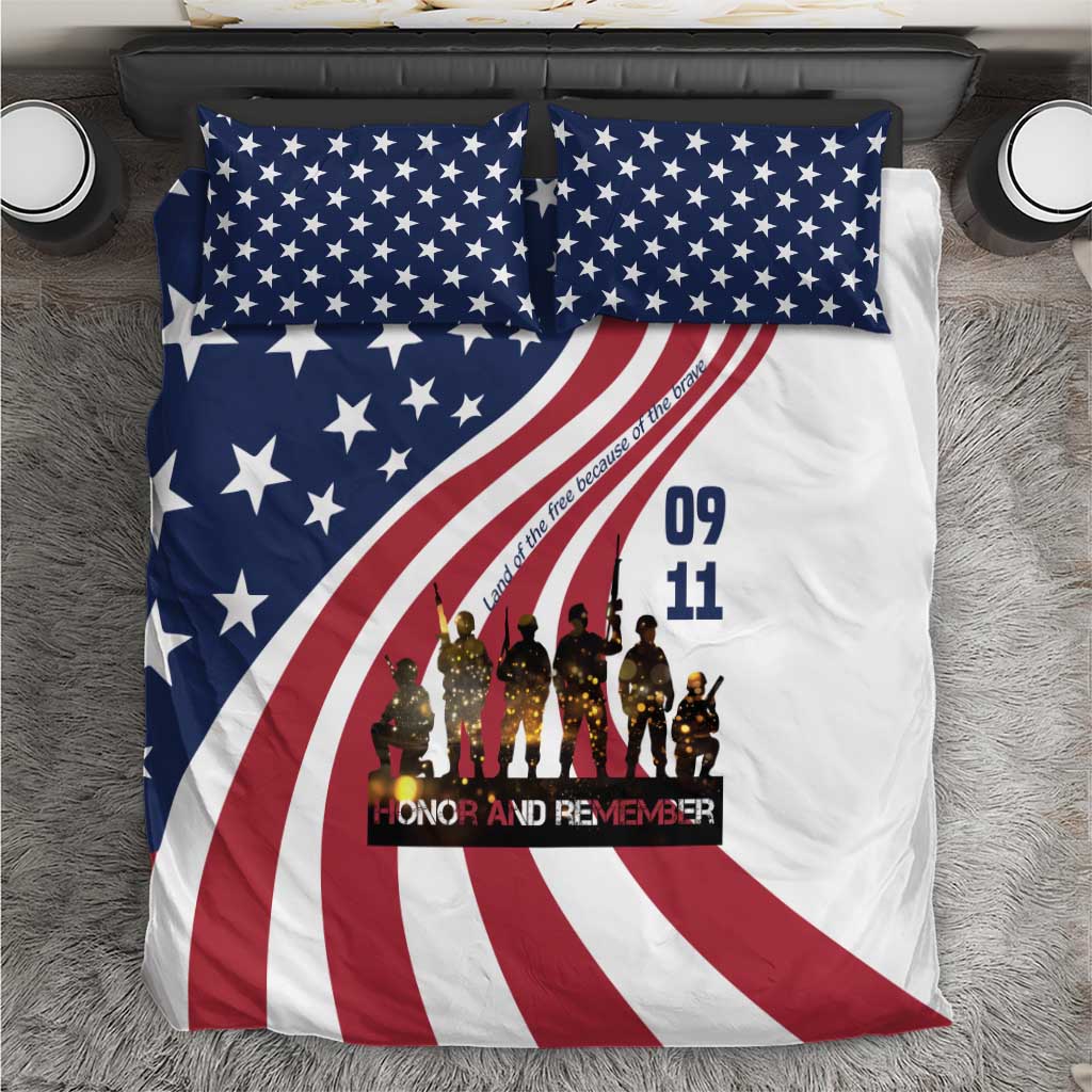 911 Memorial Bedding Set Patriot Day American Flag and Soldier Silhouette Honor and Remember - Wonder Print Shop