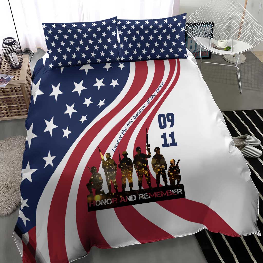 911 Memorial Bedding Set Patriot Day American Flag and Soldier Silhouette Honor and Remember - Wonder Print Shop