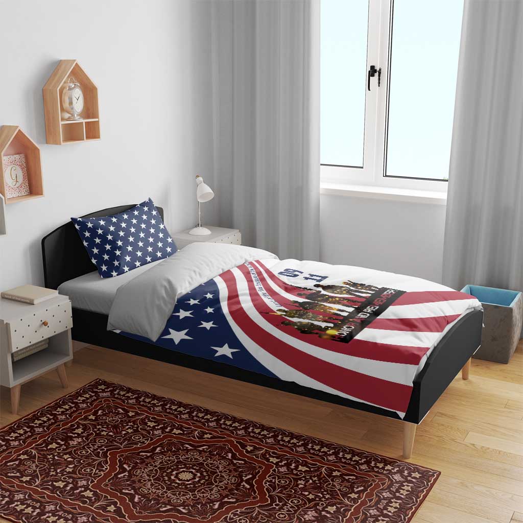 911 Memorial Bedding Set Patriot Day American Flag and Soldier Silhouette Honor and Remember - Wonder Print Shop