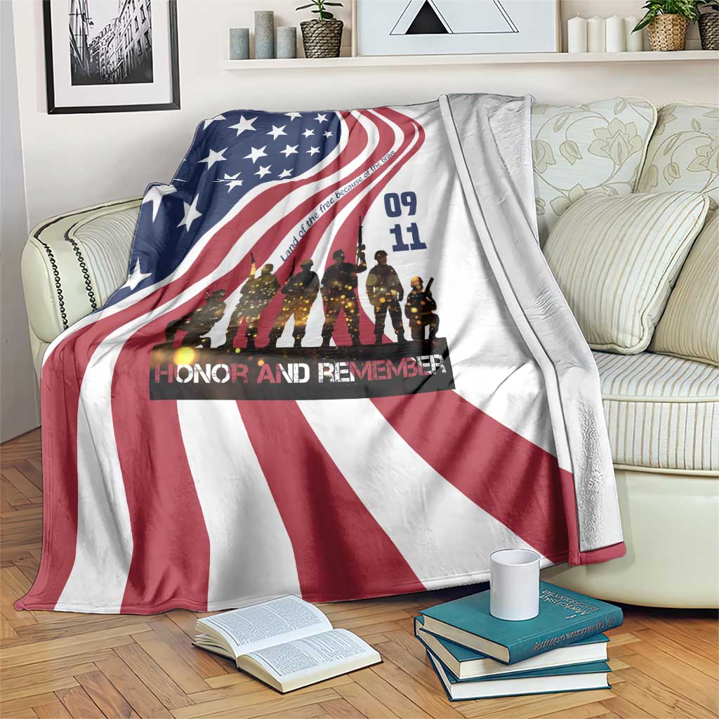 911 Memorial Blanket Patriot Day American Flag and Soldier Silhouette Honor and Remember - Wonder Print Shop