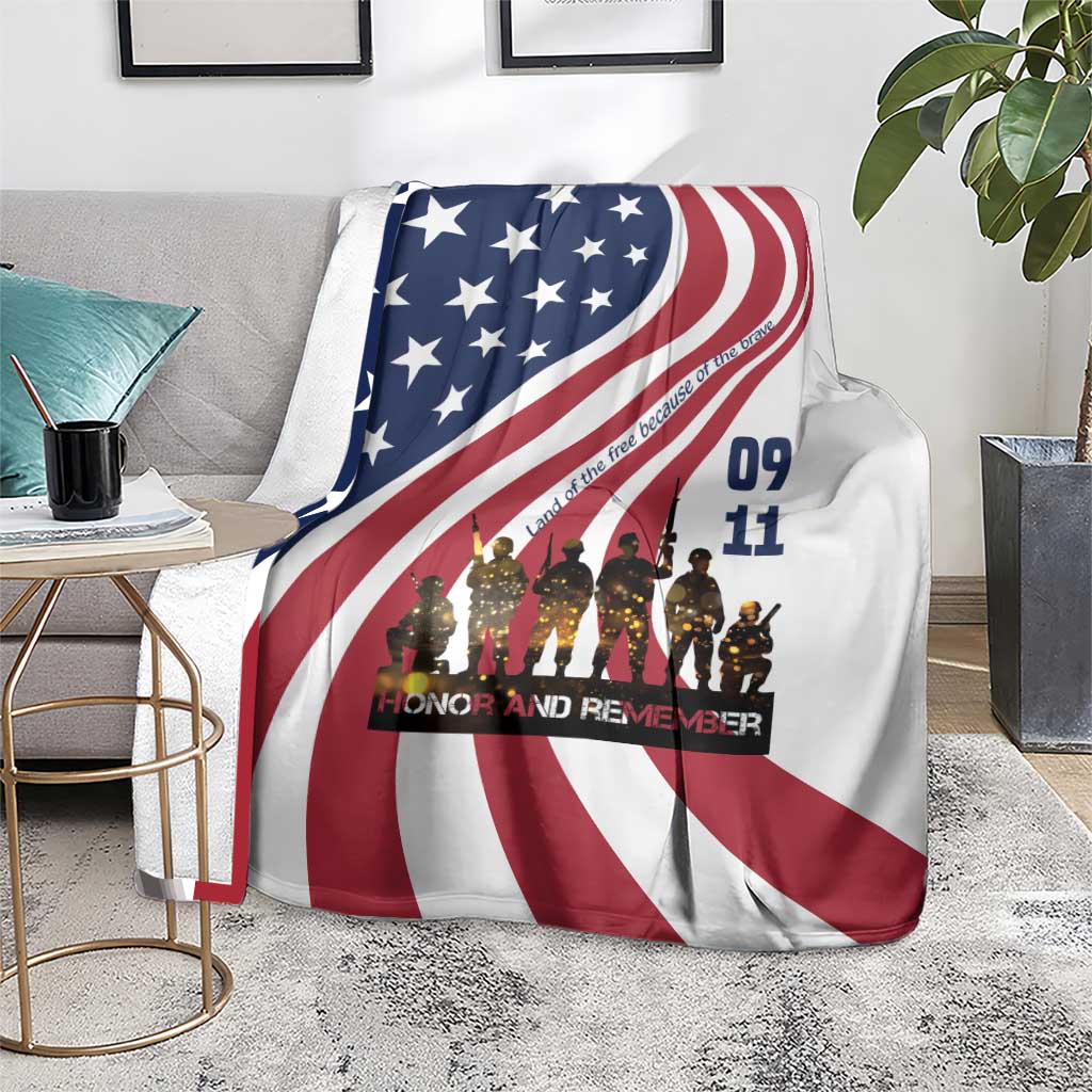 911 Memorial Blanket Patriot Day American Flag and Soldier Silhouette Honor and Remember - Wonder Print Shop