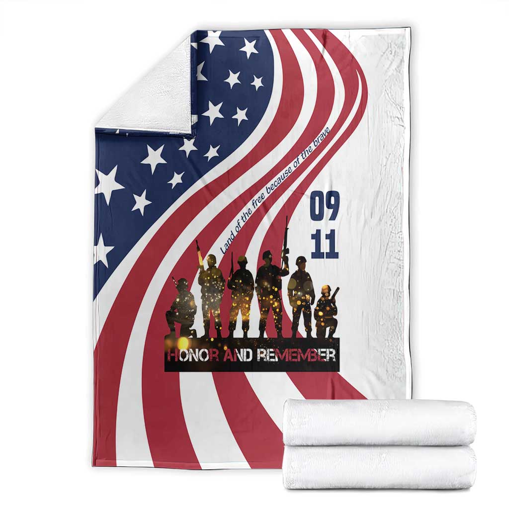 911 Memorial Blanket Patriot Day American Flag and Soldier Silhouette Honor and Remember - Wonder Print Shop