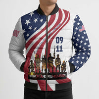 911 Memorial Bomber Puffer Jacket Patriot Day American Flag and Soldier Silhouette Honor and Remember - Wonder Print Shop