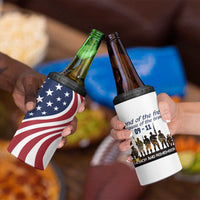 911 Memorial 4 in 1 Can Cooler Tumbler Patriot Day American Flag and Soldier Silhouette Honor and Remember - Wonder Print Shop