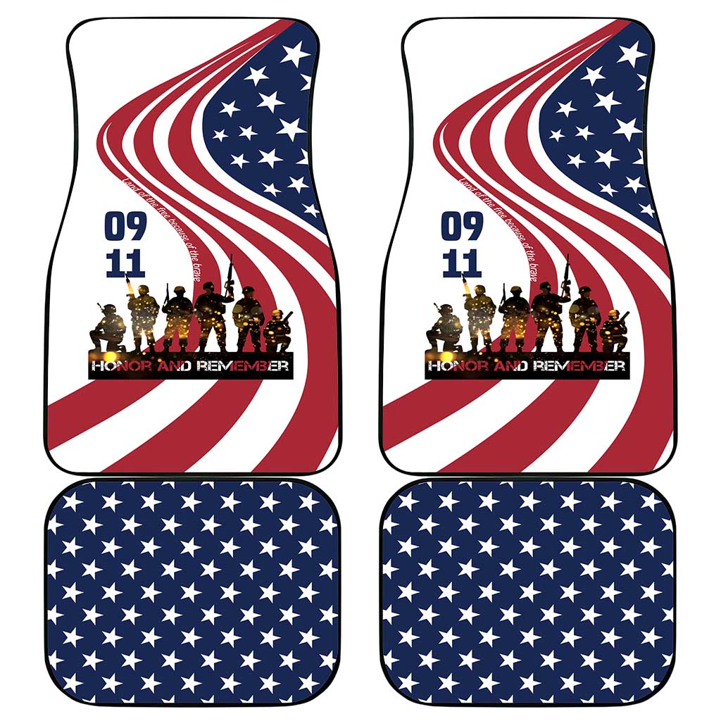 911 Memorial Car Mats Patriot Day American Flag and Soldier Silhouette Honor and Remember - Wonder Print Shop