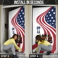 911 Memorial Door Cover Patriot Day American Flag and Soldier Silhouette Honor and Remember - Wonder Print Shop