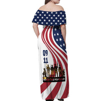 911 Memorial Family Matching Off Shoulder Maxi Dress and Hawaiian Shirt Patriot Day American Flag and Soldier Silhouette Honor and Remember - Wonder Print Shop