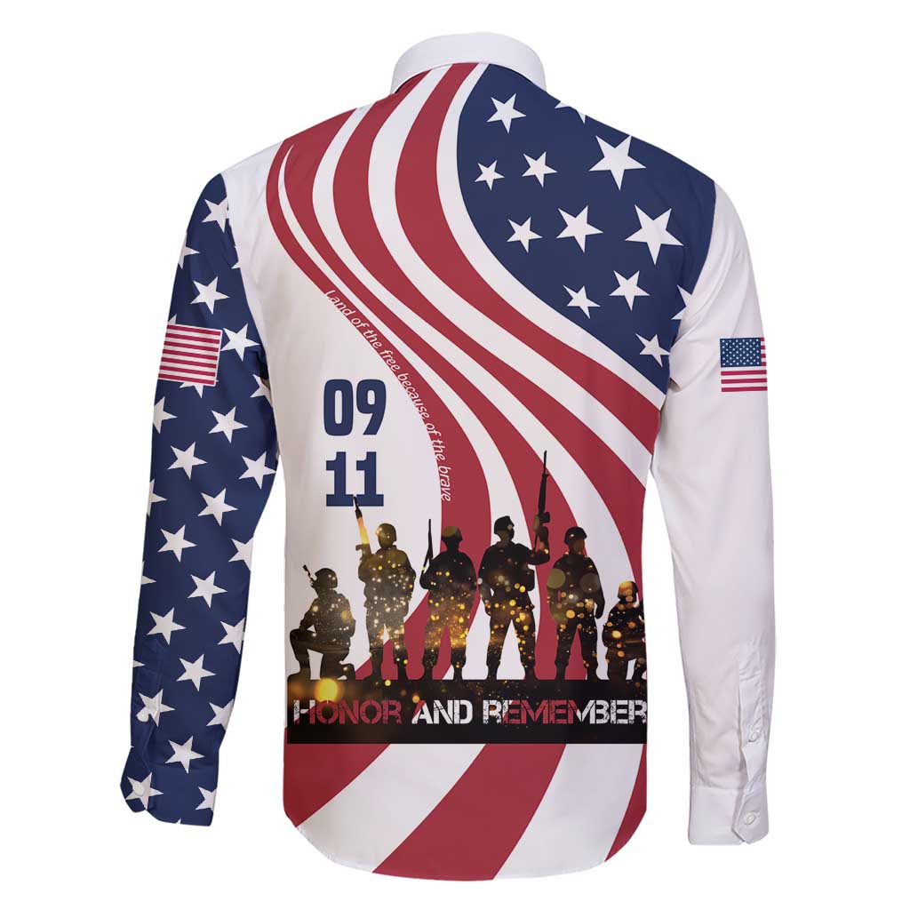 911 Memorial Family Matching Short Sleeve Bodycon Dress and Hawaiian Shirt Patriot Day American Flag and Soldier Silhouette Honor and Remember - Wonder Print Shop