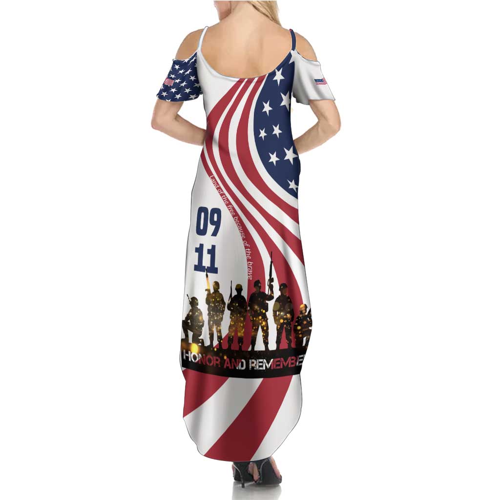 911 Memorial Family Matching Summer Maxi Dress and Hawaiian Shirt Patriot Day American Flag and Soldier Silhouette Honor and Remember - Wonder Print Shop