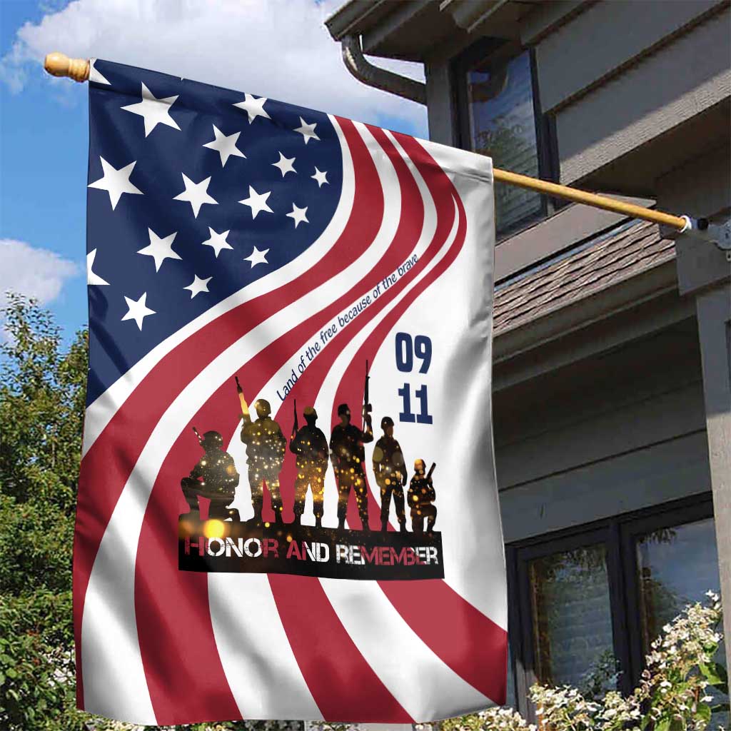 911 Memorial Garden Flag Patriot Day American Flag and Soldier Silhouette Honor and Remember - Wonder Print Shop