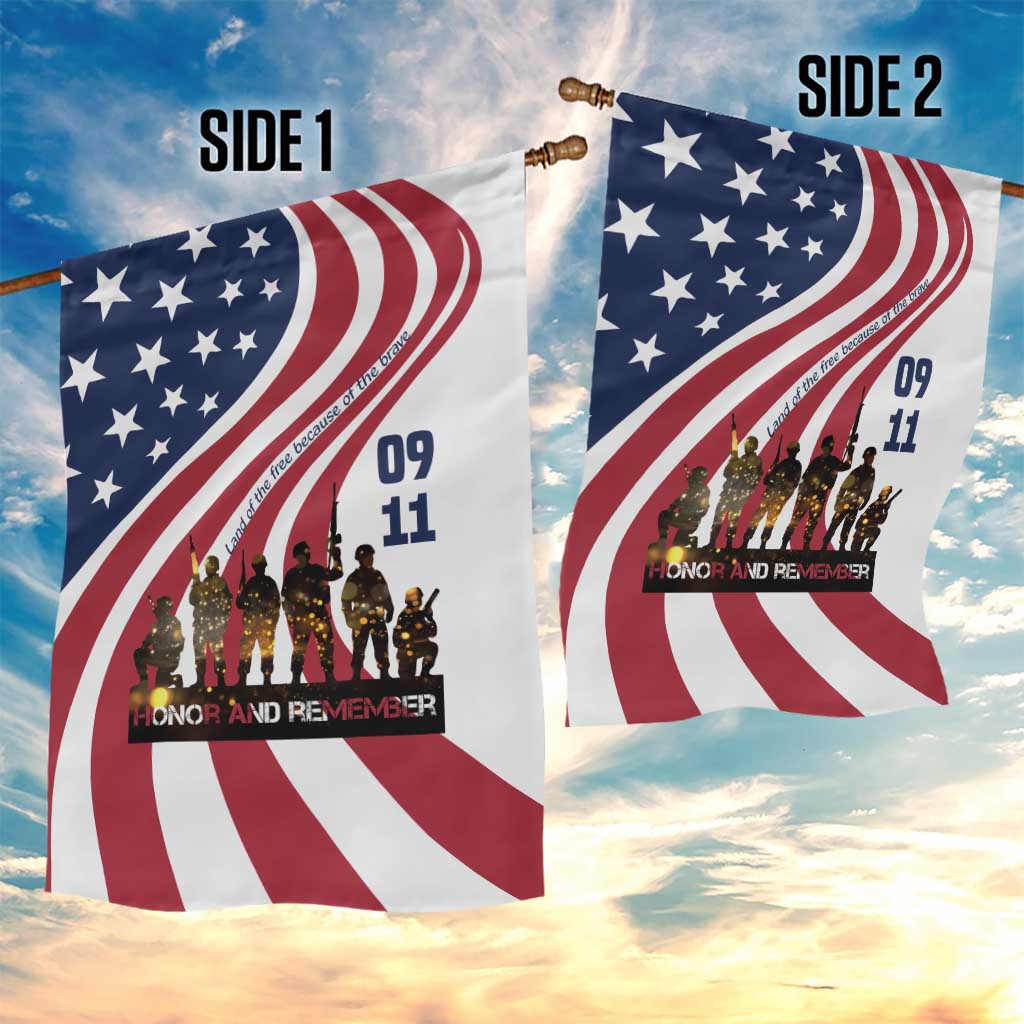 911 Memorial Garden Flag Patriot Day American Flag and Soldier Silhouette Honor and Remember - Wonder Print Shop
