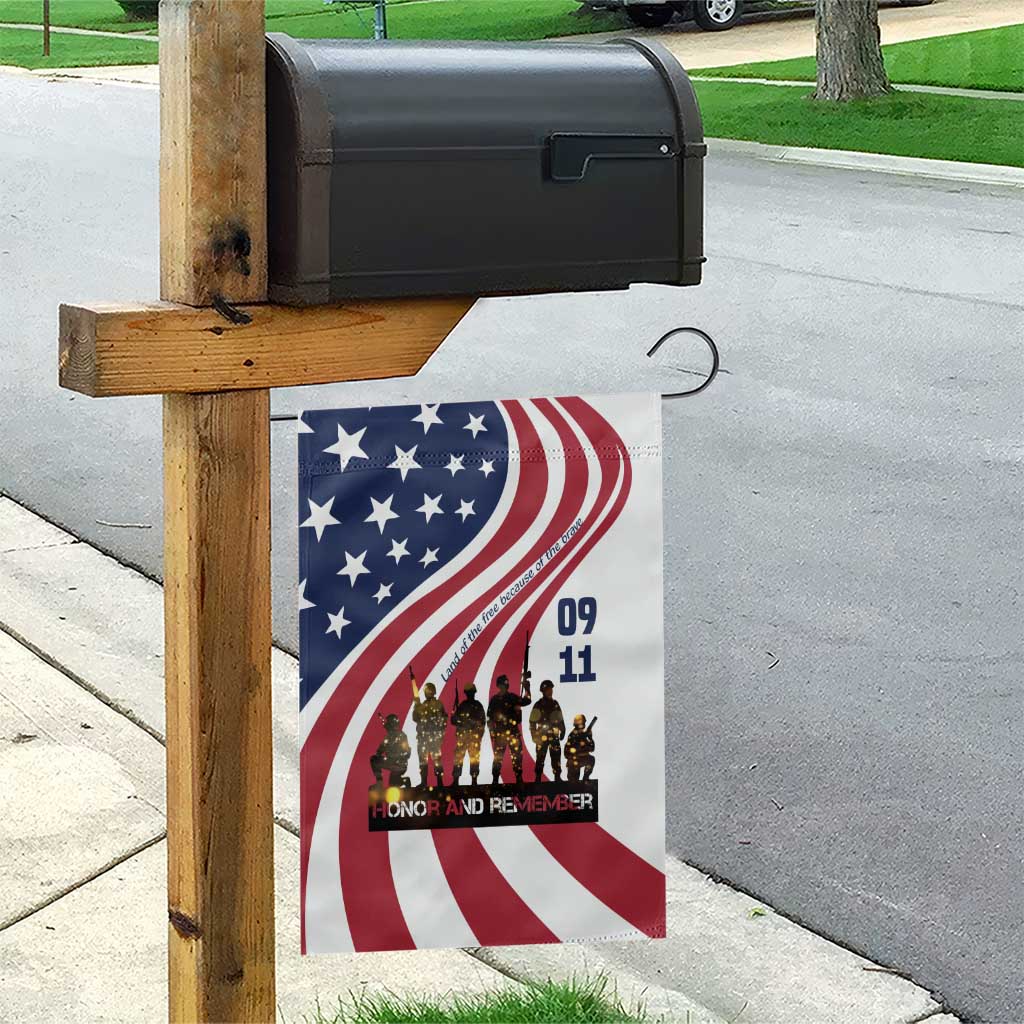 911 Memorial Garden Flag Patriot Day American Flag and Soldier Silhouette Honor and Remember - Wonder Print Shop