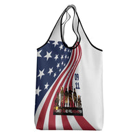 911 Memorial Grocery Bag Patriot Day American Flag and Soldier Silhouette Honor and Remember - Wonder Print Shop