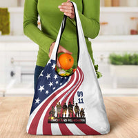 911 Memorial Grocery Bag Patriot Day American Flag and Soldier Silhouette Honor and Remember - Wonder Print Shop