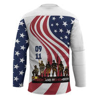 911 Memorial Hockey Jersey Patriot Day American Flag and Soldier Silhouette Honor and Remember - Wonder Print Shop