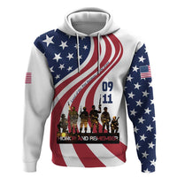 911 Memorial Hoodie Patriot Day American Flag and Soldier Silhouette Honor and Remember - Wonder Print Shop