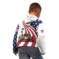 911 Memorial Kid Hoodie Patriot Day American Flag and Soldier Silhouette Honor and Remember - Wonder Print Shop