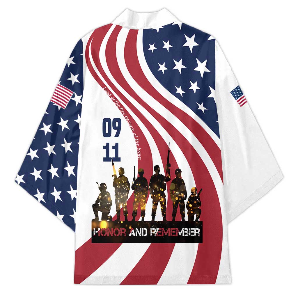 911 Memorial Kimono Patriot Day American Flag and Soldier Silhouette Honor and Remember - Wonder Print Shop