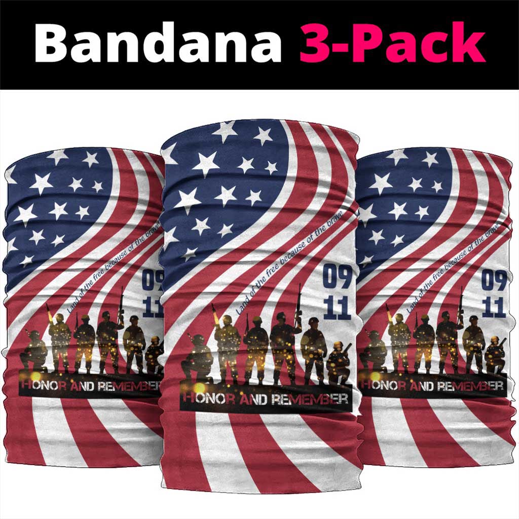 911 Memorial Neck Gaiter Patriot Day American Flag and Soldier Silhouette Honor and Remember TS04