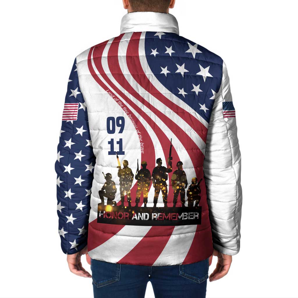 911 Memorial Padded Jacket Patriot Day American Flag and Soldier Silhouette Honor and Remember - Wonder Print Shop