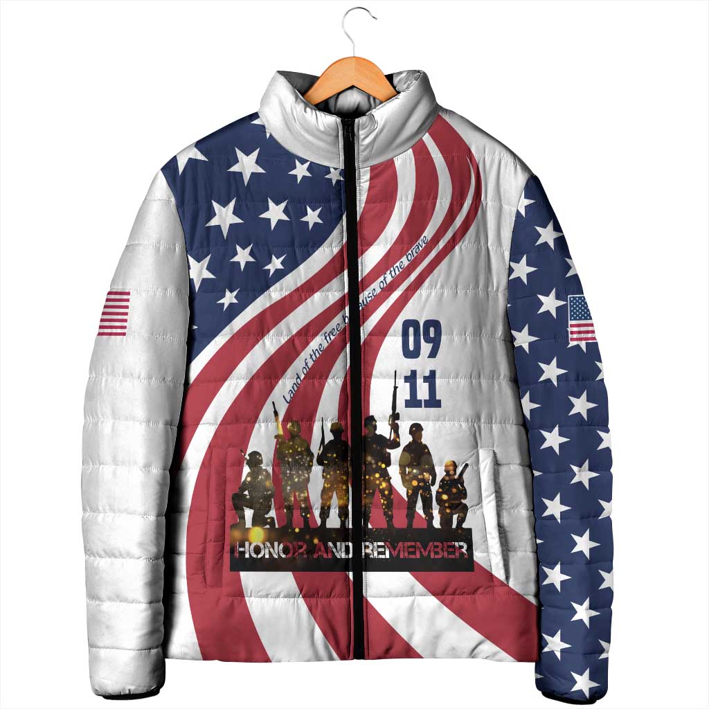 911 Memorial Padded Jacket Patriot Day American Flag and Soldier Silhouette Honor and Remember - Wonder Print Shop