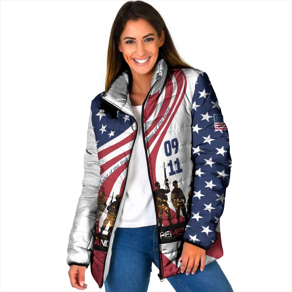 911 Memorial Padded Jacket Patriot Day American Flag and Soldier Silhouette Honor and Remember - Wonder Print Shop