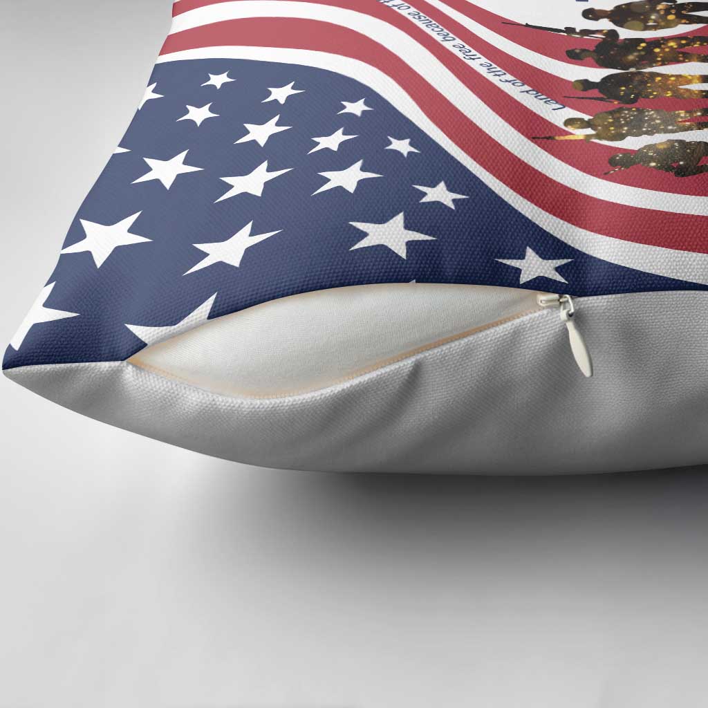 911 Memorial Pillow Cover Patriot Day American Flag and Soldier Silhouette Honor and Remember - Wonder Print Shop