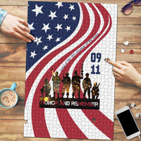 911 Memorial Puzzle Patriot Day American Flag and Soldier Silhouette Honor and Remember - Wonder Print Shop
