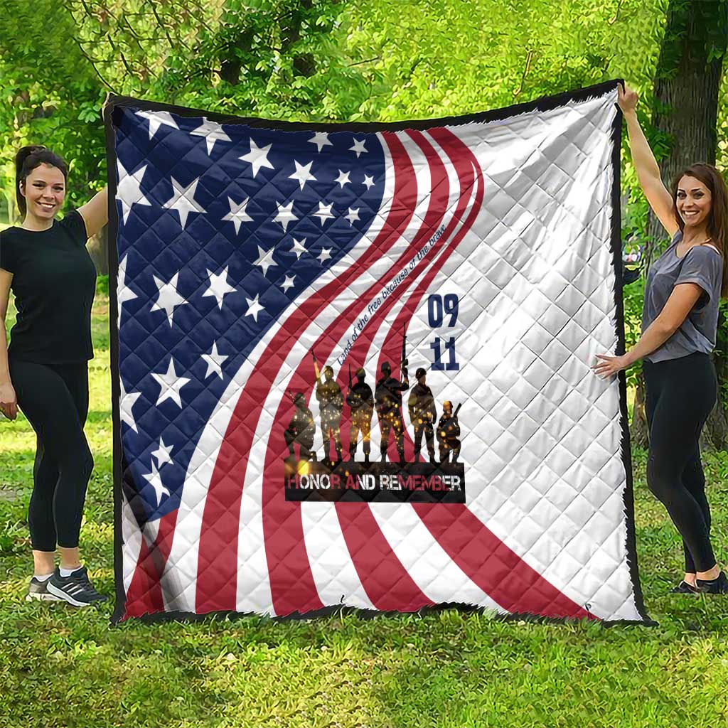 911 Memorial Quilt Patriot Day American Flag and Soldier Silhouette Honor and Remember - Wonder Print Shop