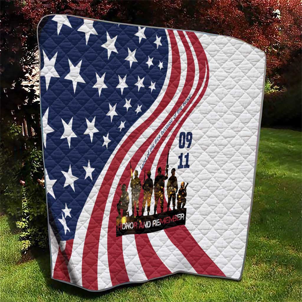 911 Memorial Quilt Patriot Day American Flag and Soldier Silhouette Honor and Remember - Wonder Print Shop