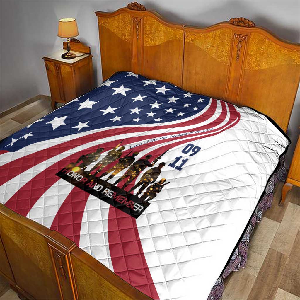 911 Memorial Quilt Patriot Day American Flag and Soldier Silhouette Honor and Remember - Wonder Print Shop