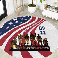 911 Memorial Round Carpet Patriot Day American Flag and Soldier Silhouette Honor and Remember - Wonder Print Shop