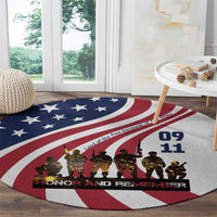 911 Memorial Round Carpet Patriot Day American Flag and Soldier Silhouette Honor and Remember - Wonder Print Shop