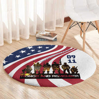 911 Memorial Round Carpet Patriot Day American Flag and Soldier Silhouette Honor and Remember - Wonder Print Shop